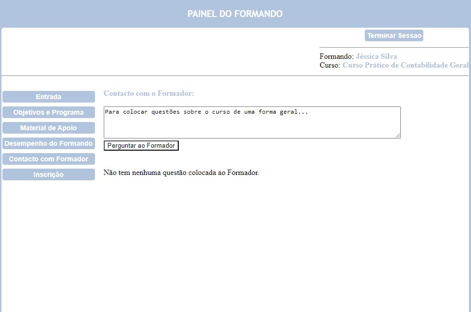 contacto com o formador pelo painel