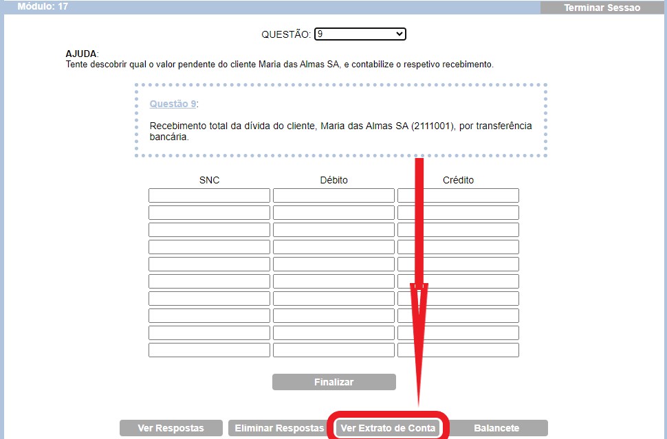 Operaes com extrato: qual o valor da 2111001?