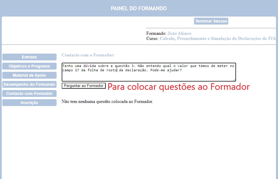 Pergunta ao formador sobre uma questo de Declarao de IVA