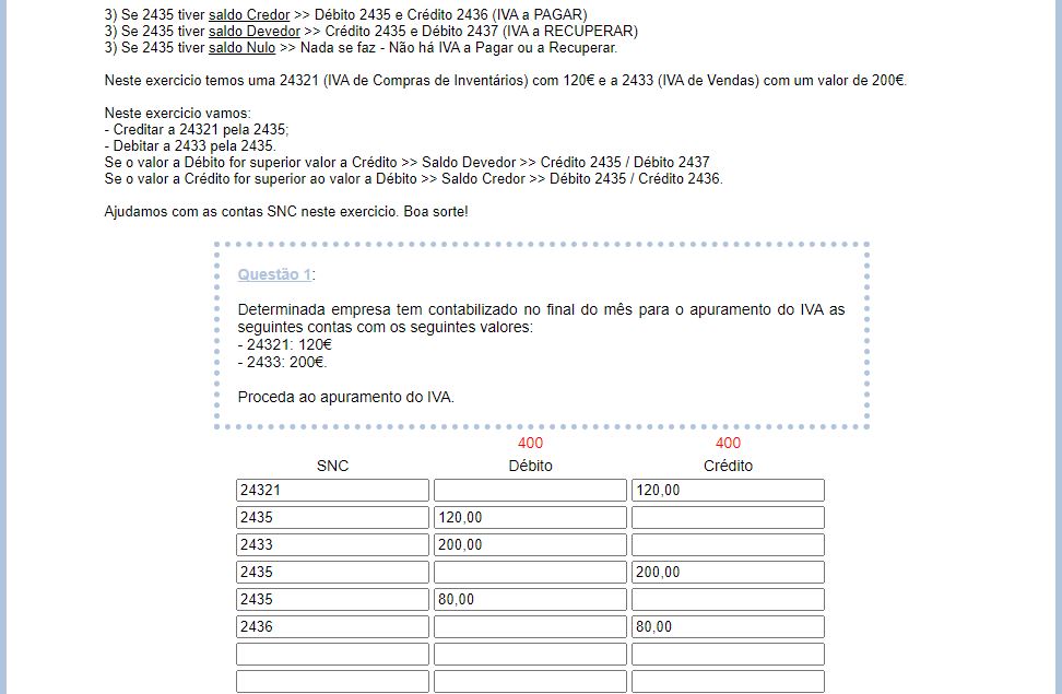 Lanamento de apuramento de iva