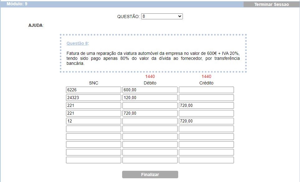 exercicios com iva e contas-correntes