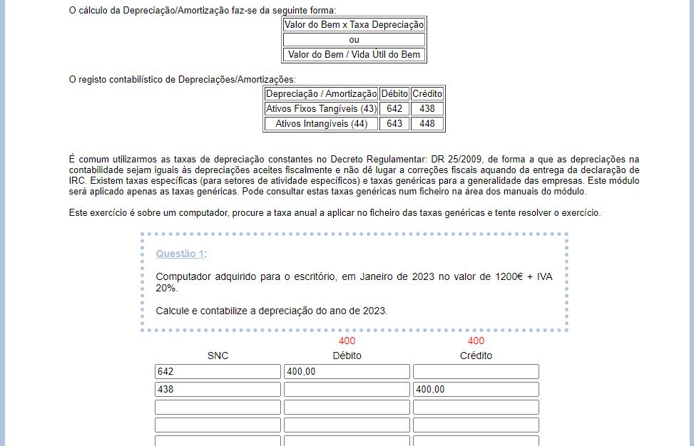 contabilizao de depreciaes