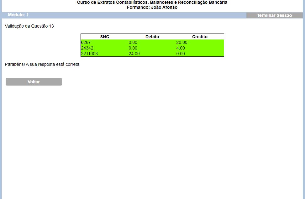 Resposta correta aps explicao do formador