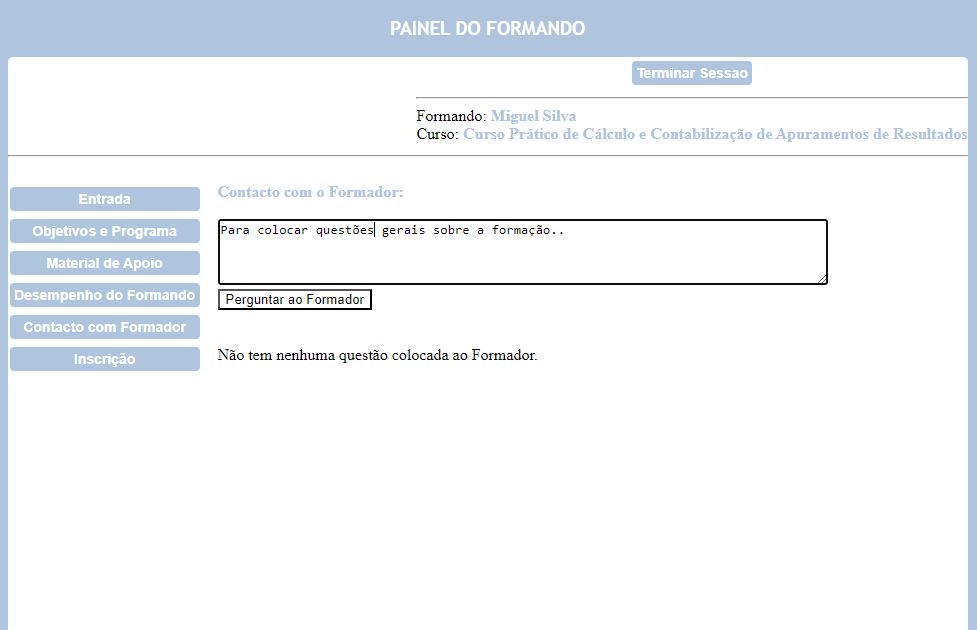 contacto com o formador pelo painel geral